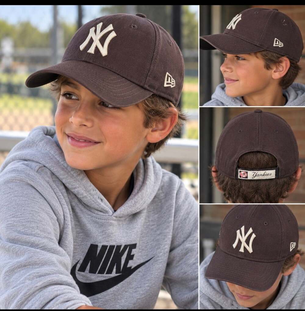 New Era New York Yankees Youth 9FORTY Brown Adjustable MLB Baseball Hat Cap